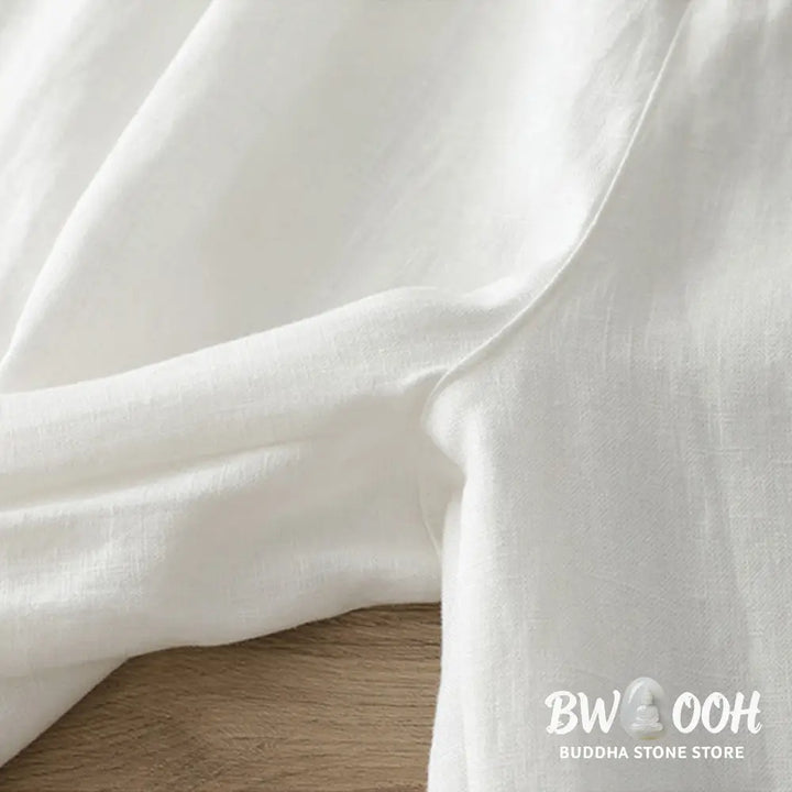 Buddha Stones Solid Color Cotton Women’s Button Wide Leg Pants With Pockets - Women’s Wide Leg Pants