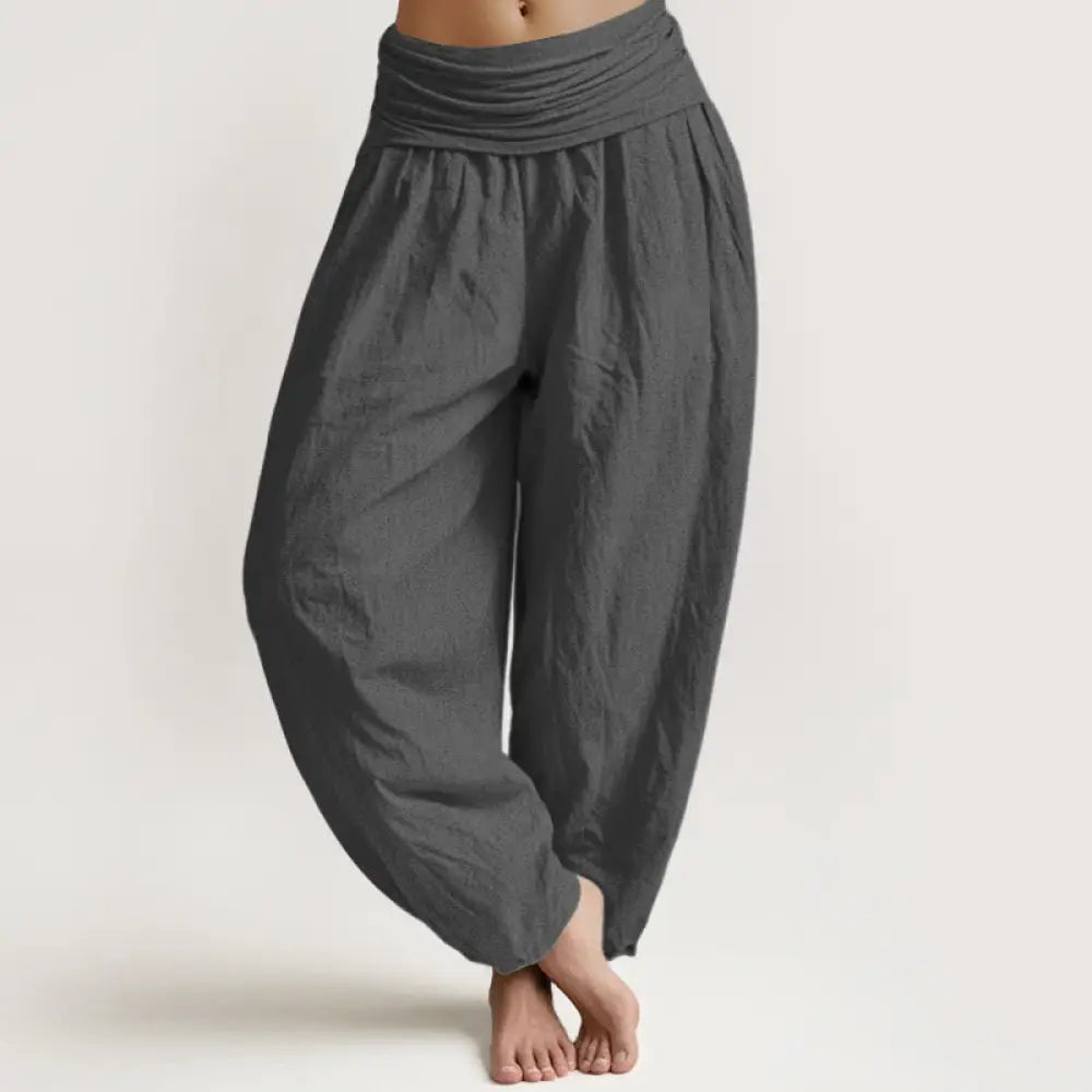 BWOOOH printed harem pants - Solid Color DimGray Pure Cotton Women&