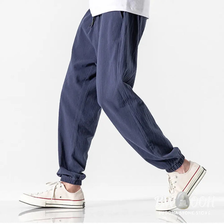 Buddha Stones Solid Color Drawstring Cotton Men&
