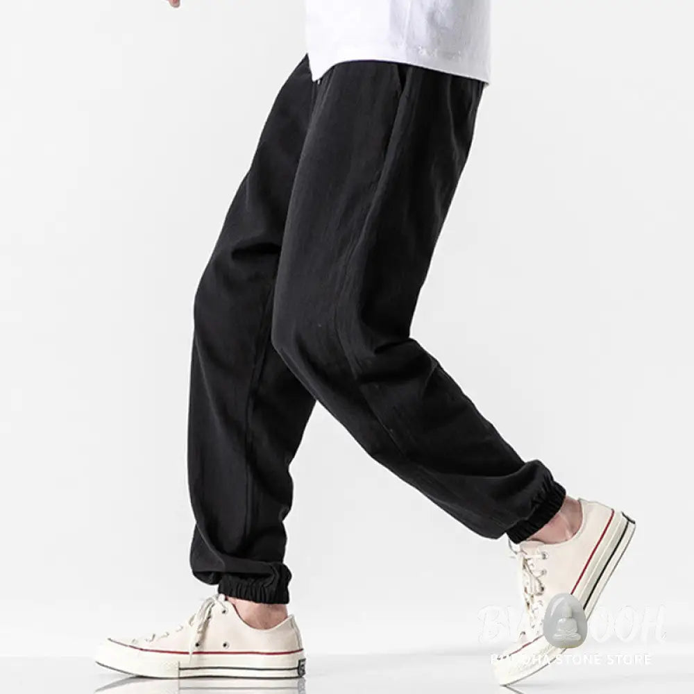 Buddha Stones Solid Color Drawstring Cotton Men&