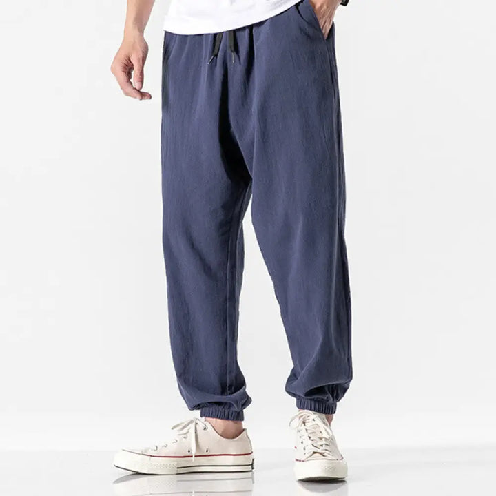 Buddha Stones Solid Color Drawstring Cotton Men&