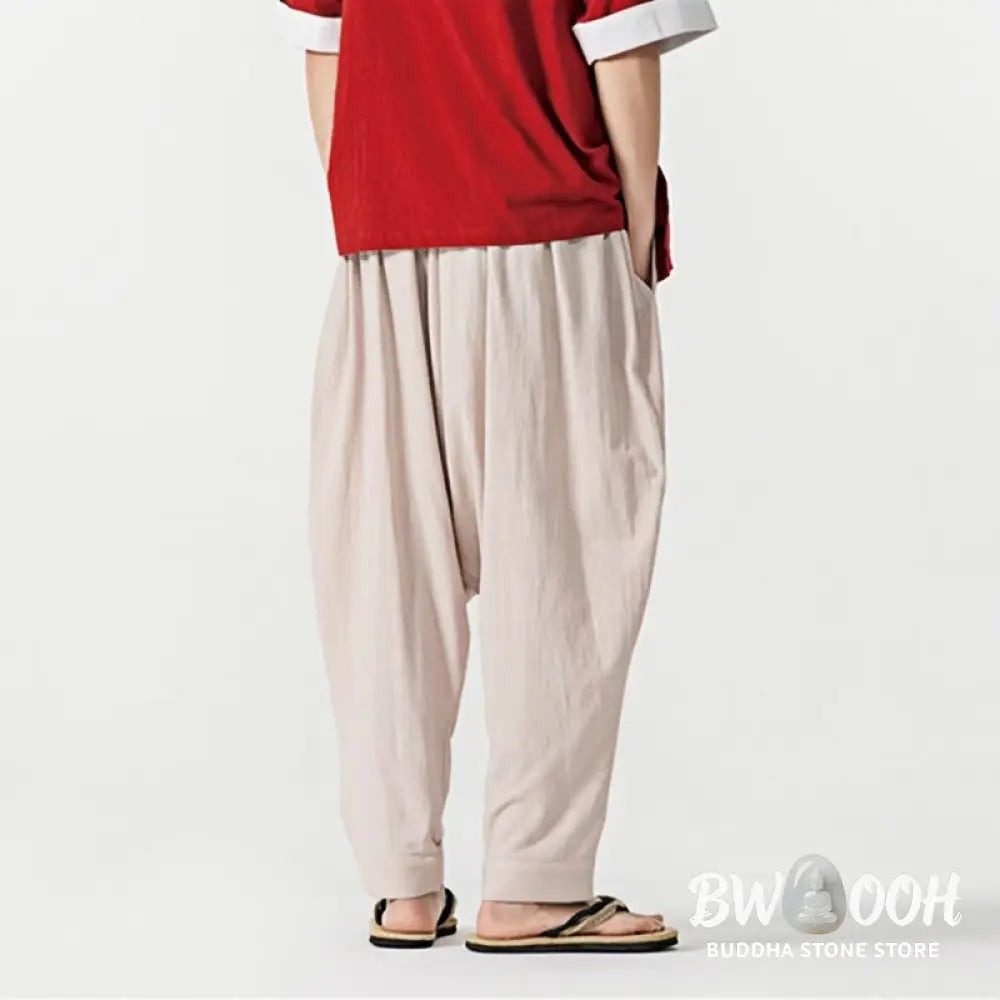 Buddha Stones Solid Color Drawstring Men’s Harem Pants With PocketsAnkle-Length (9 Length) - Men’s Harem Pants