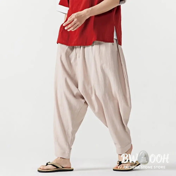 Buddha Stones Solid Color Drawstring Men’s Harem Pants With PocketsAnkle-Length (9 Length) - Men’s Harem Pants