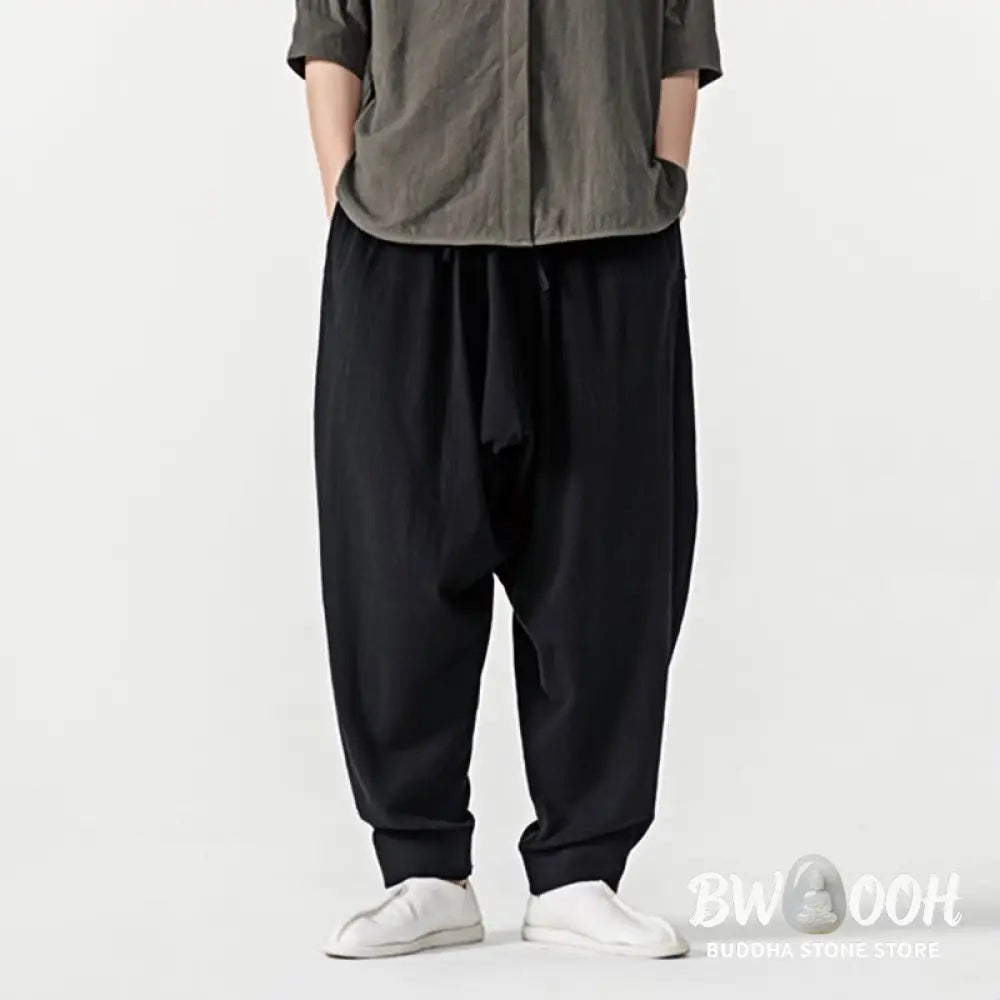 Buddha Stones Solid Color Drawstring Men’s Harem Pants With PocketsAnkle-Length (9 Length) - Men’s Harem Pants