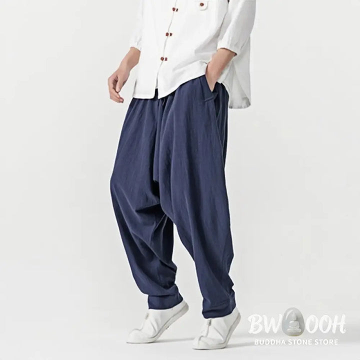 Buddha Stones Solid Color Drawstring Men’s Harem Pants With PocketsAnkle-Length (9 Length) - Men’s Harem Pants