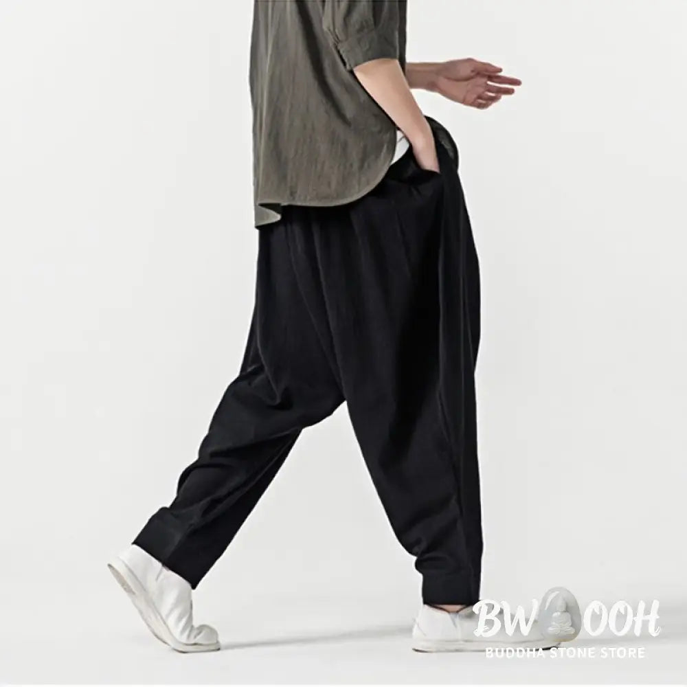 Buddha Stones Solid Color Drawstring Men’s Harem Pants With PocketsAnkle-Length (9 Length) - Men’s Harem Pants