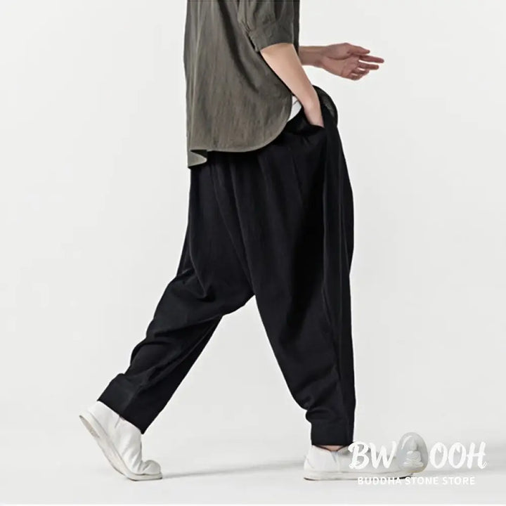 Buddha Stones Solid Color Drawstring Men’s Harem Pants With PocketsAnkle-Length (9 Length) - Men’s Harem Pants