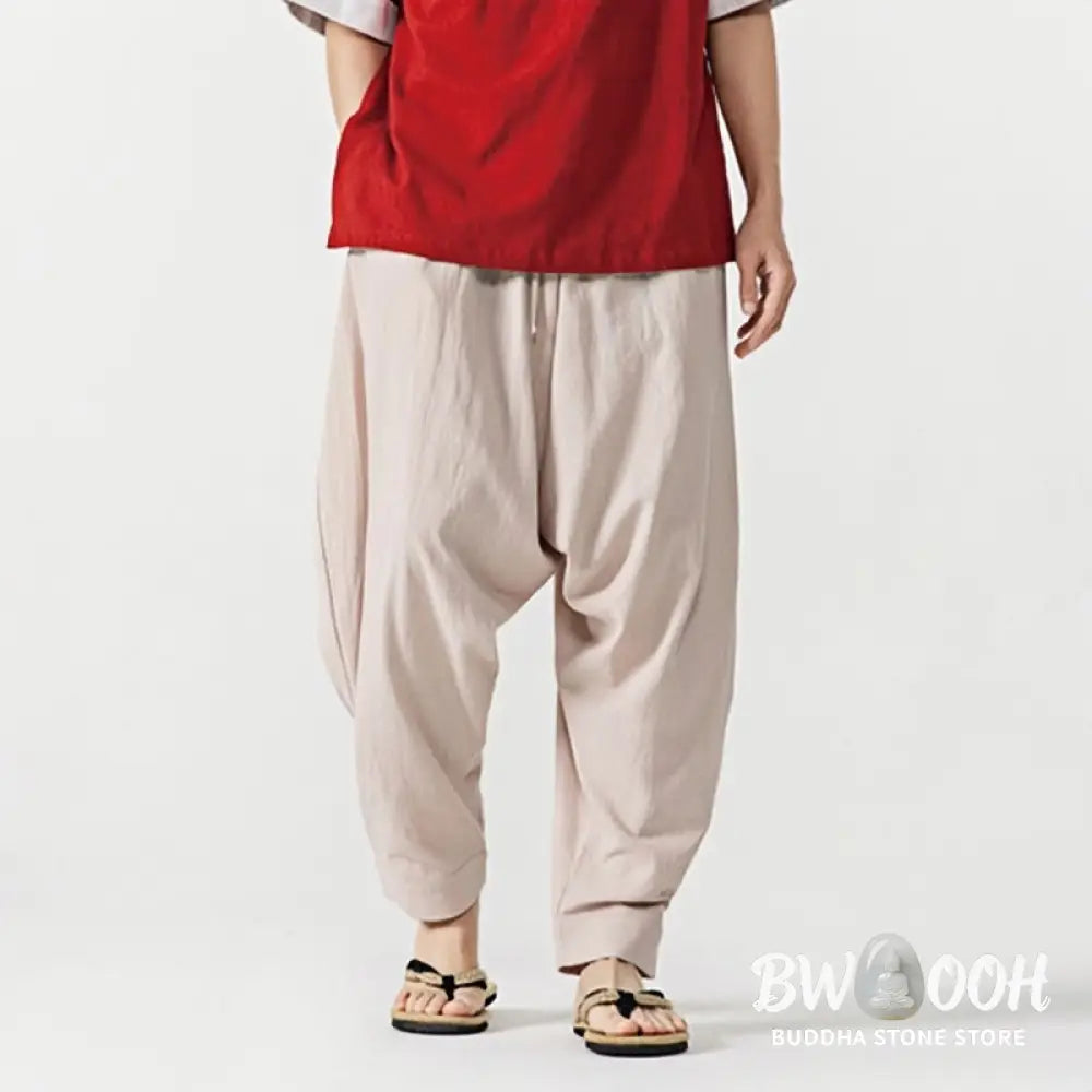 Buddha Stones Solid Color Drawstring Men’s Harem Pants With PocketsAnkle-Length (9 Length) - Men’s Harem Pants