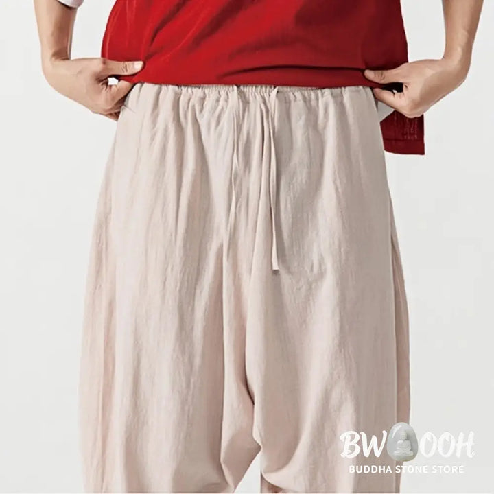Buddha Stones Solid Color Drawstring Men’s Harem Pants With PocketsAnkle-Length (9 Length) - Men’s Harem Pants