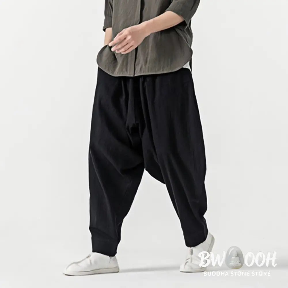Buddha Stones Solid Color Drawstring Men’s Harem Pants With PocketsAnkle-Length (9 Length) - Men’s Harem Pants
