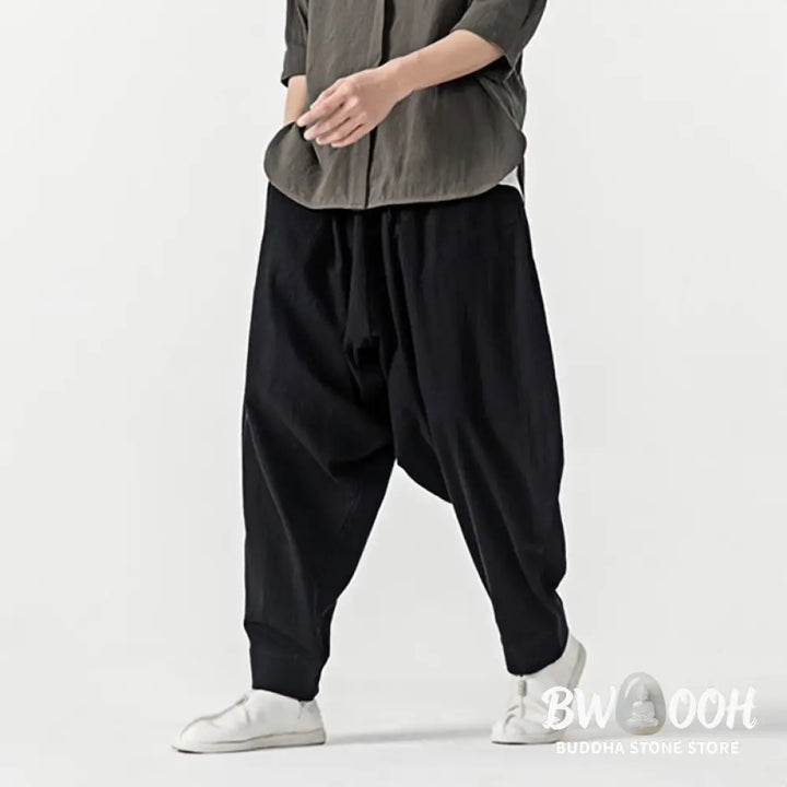 Buddha Stones Solid Color Drawstring Men’s Harem Pants With PocketsAnkle-Length (9 Length) - Men’s Harem Pants