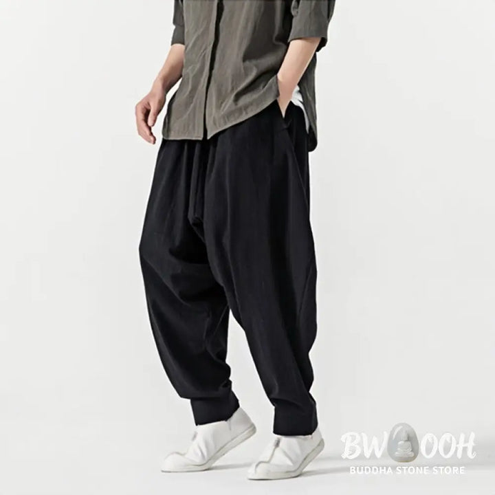 Buddha Stones Solid Color Drawstring Men’s Harem Pants With PocketsAnkle-Length (9 Length) - Men’s Harem Pants
