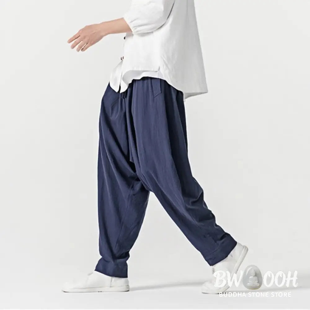 Buddha Stones Solid Color Drawstring Men’s Harem Pants With PocketsAnkle-Length (9 Length) - Men’s Harem Pants