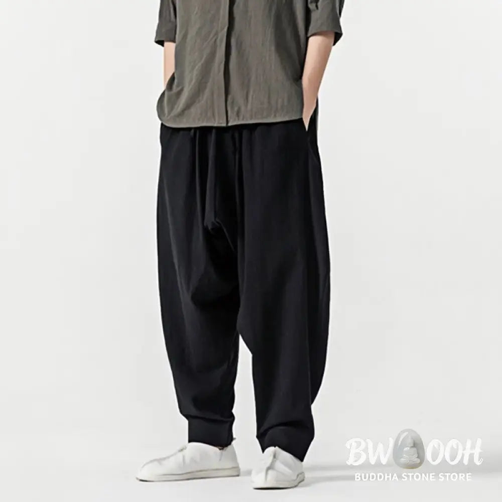 Buddha Stones Solid Color Drawstring Men’s Harem Pants With PocketsAnkle-Length (9 Length) - Men’s Harem Pants