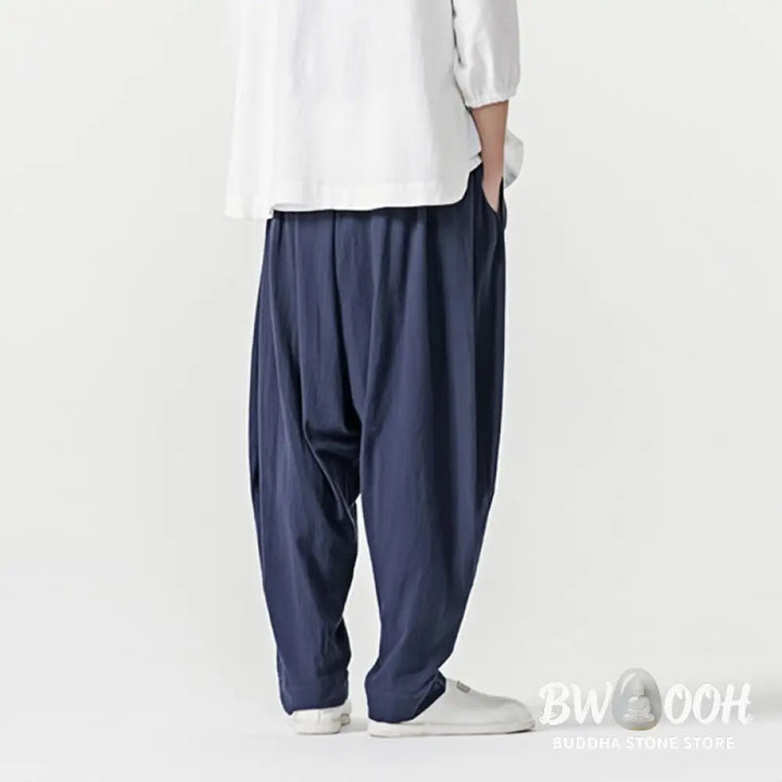 Buddha Stones Solid Color Drawstring Men’s Harem Pants With PocketsAnkle-Length (9 Length) - Men’s Harem Pants
