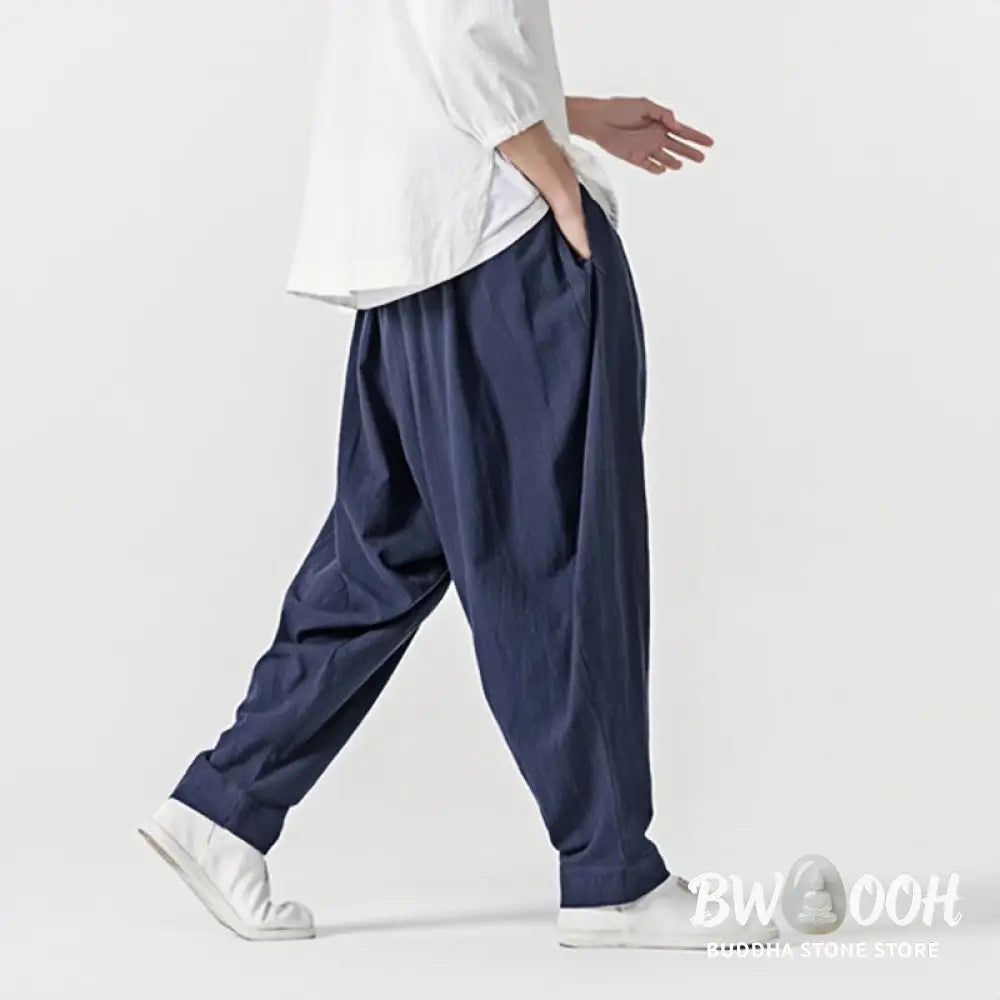 Buddha Stones Solid Color Drawstring Men’s Harem Pants With PocketsAnkle-Length (9 Length) - Men’s Harem Pants
