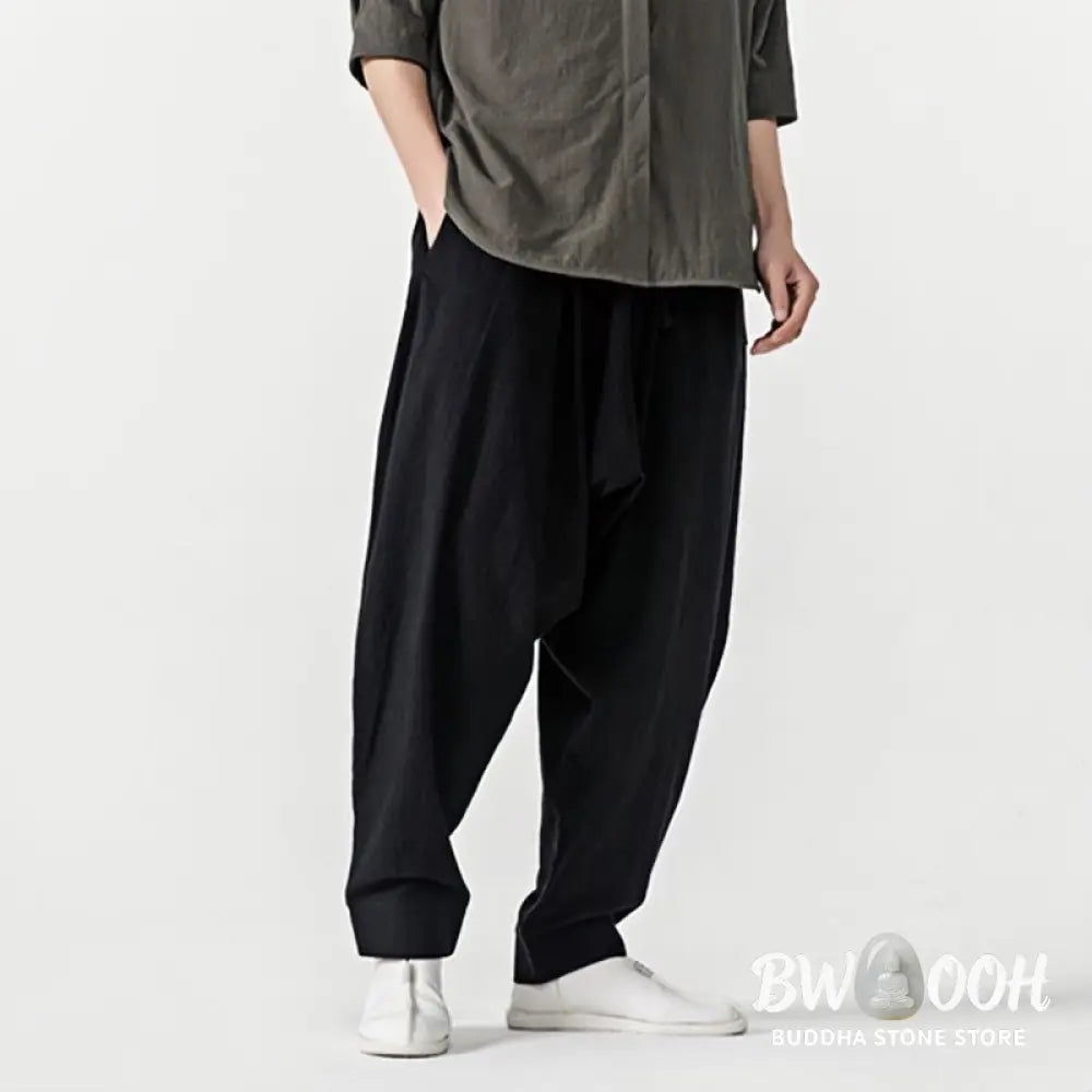 Buddha Stones Solid Color Drawstring Men’s Harem Pants With PocketsAnkle-Length (9 Length) - Men’s Harem Pants