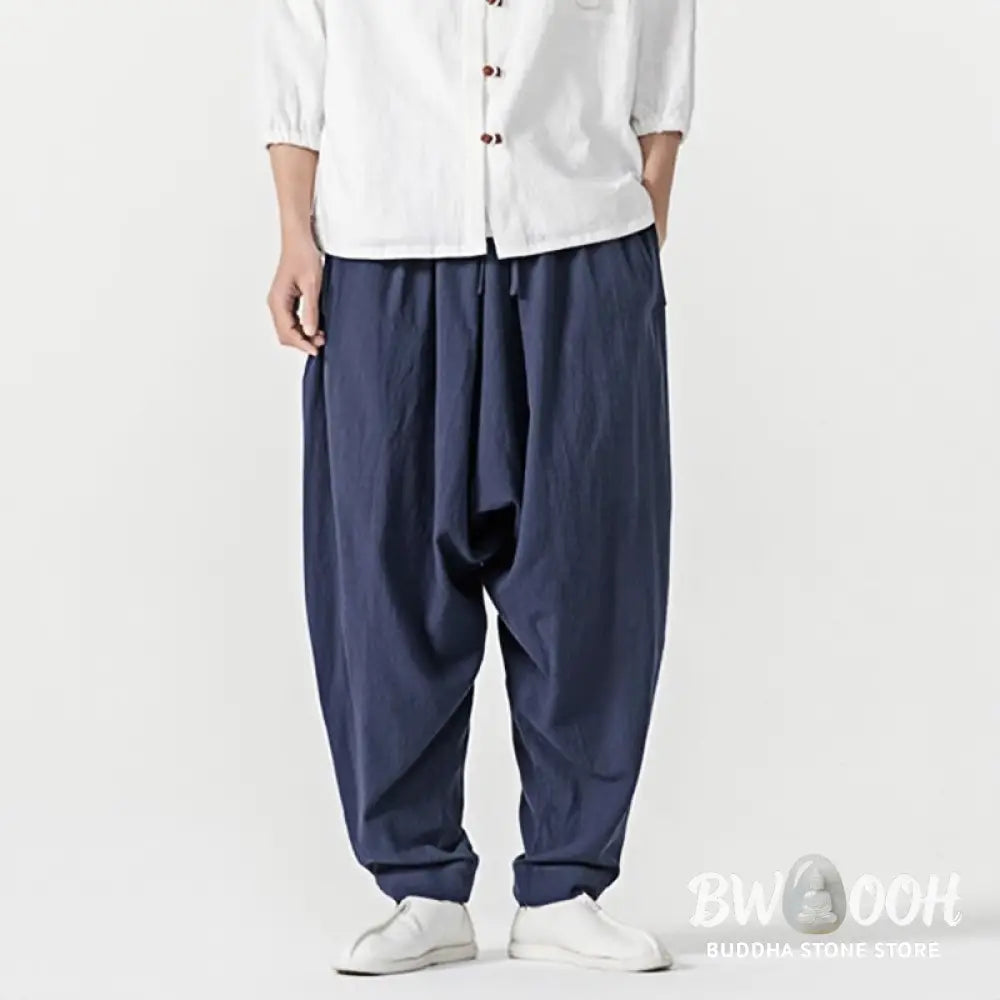 Buddha Stones Solid Color Drawstring Men’s Harem Pants With PocketsAnkle-Length (9 Length) - Men’s Harem Pants