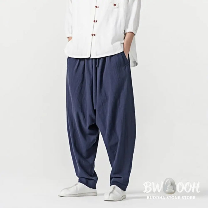 Buddha Stones Solid Color Drawstring Men’s Harem Pants With PocketsAnkle-Length (9 Length) - Men’s Harem Pants