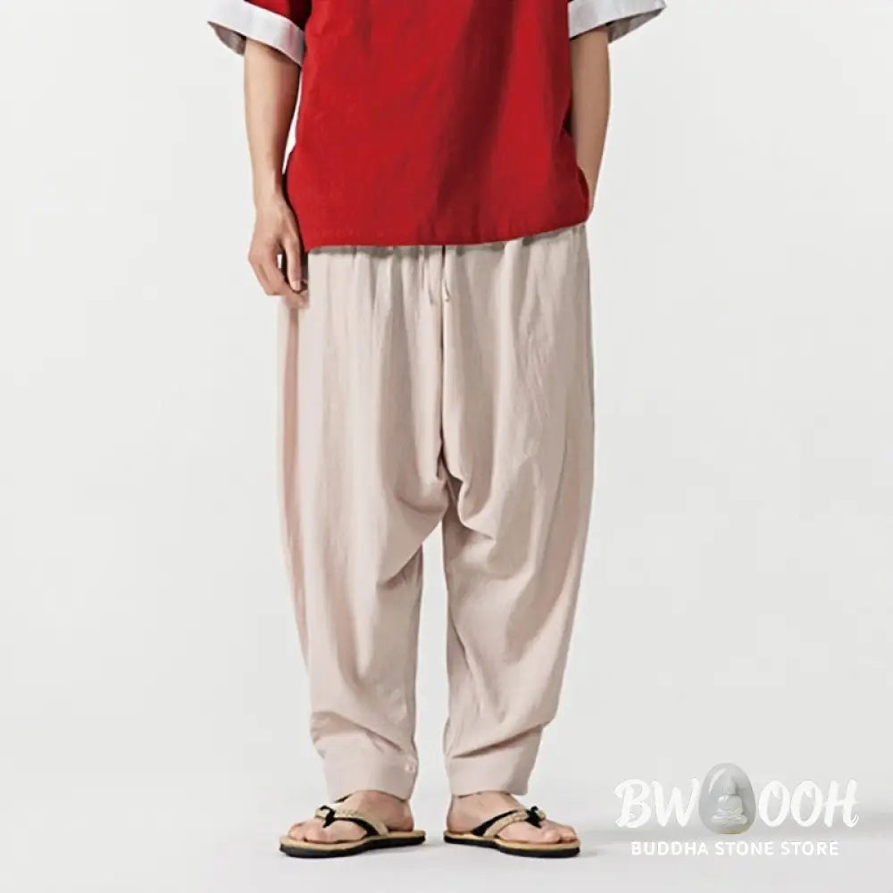 Buddha Stones Solid Color Drawstring Men’s Harem Pants With PocketsAnkle-Length (9 Length) - Men’s Harem Pants