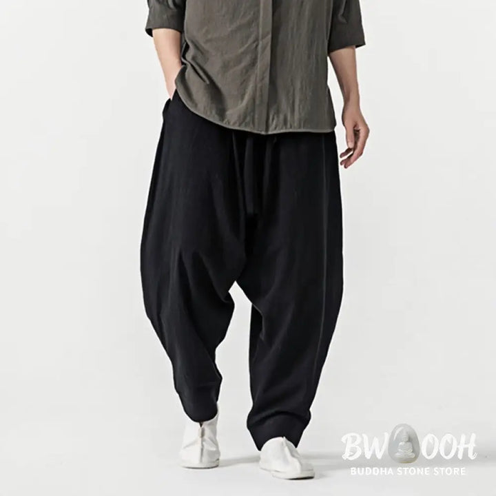 Buddha Stones Solid Color Drawstring Men’s Harem Pants With PocketsAnkle-Length (9 Length) - Men’s Harem Pants