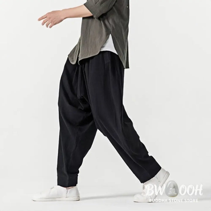 Buddha Stones Solid Color Drawstring Men’s Harem Pants With PocketsAnkle-Length (9 Length) - Men’s Harem Pants
