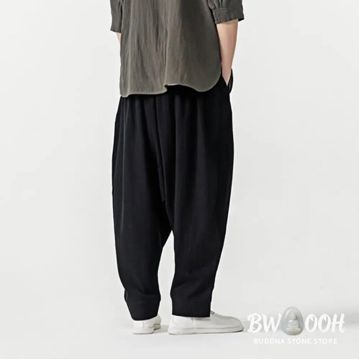 Buddha Stones Solid Color Drawstring Men’s Harem Pants With PocketsAnkle-Length (9 Length) - Men’s Harem Pants