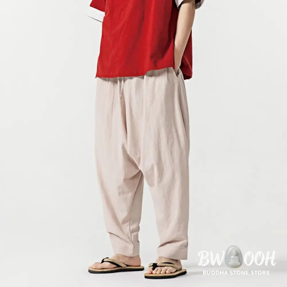 Buddha Stones Solid Color Drawstring Men’s Harem Pants With PocketsAnkle-Length (9 Length) - Men’s Harem Pants