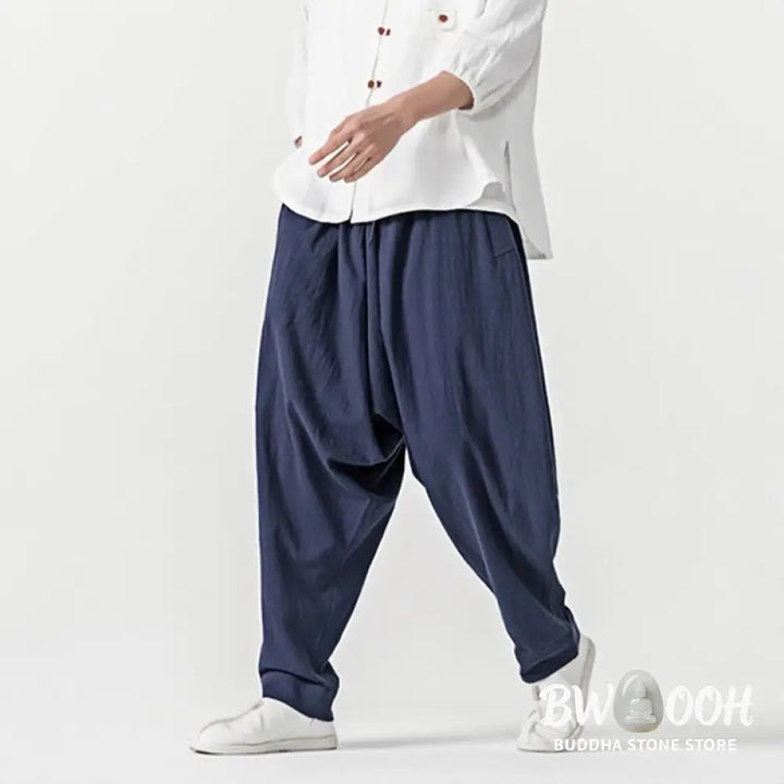 Buddha Stones Solid Color Drawstring Men’s Harem Pants With PocketsAnkle-Length (9 Length) - Men’s Harem Pants