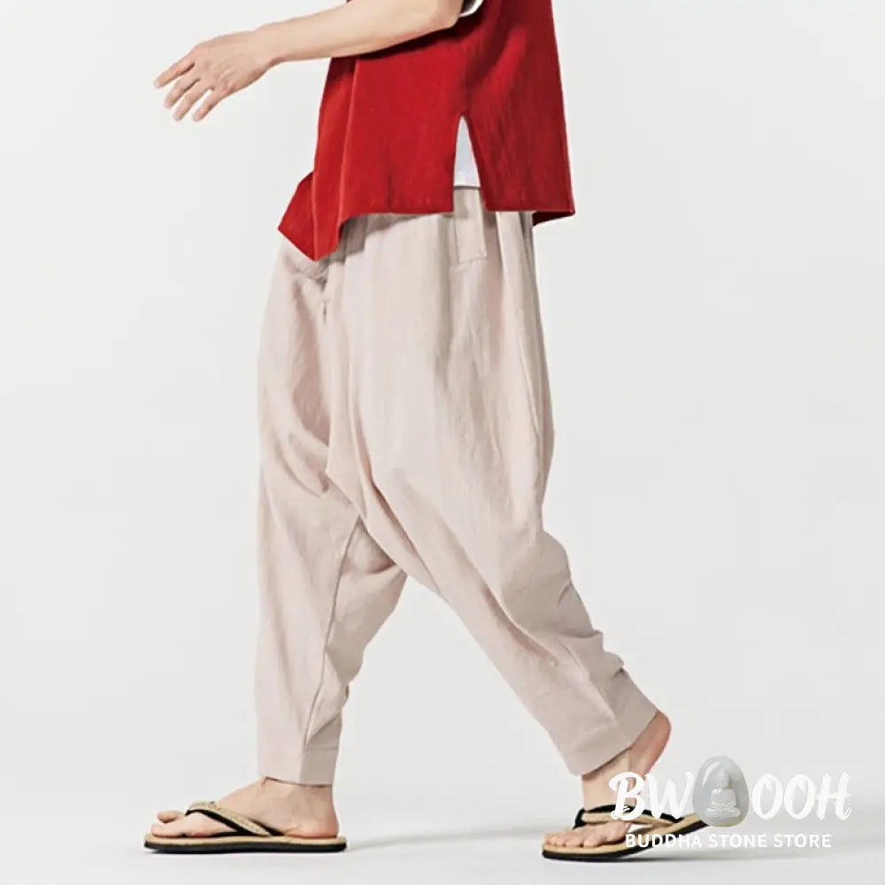 Buddha Stones Solid Color Drawstring Men’s Harem Pants With PocketsAnkle-Length (9 Length) - Men’s Harem Pants