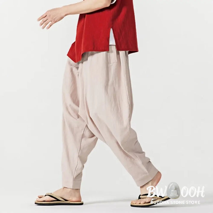 Buddha Stones Solid Color Drawstring Men’s Harem Pants With PocketsAnkle-Length (9 Length) - Men’s Harem Pants