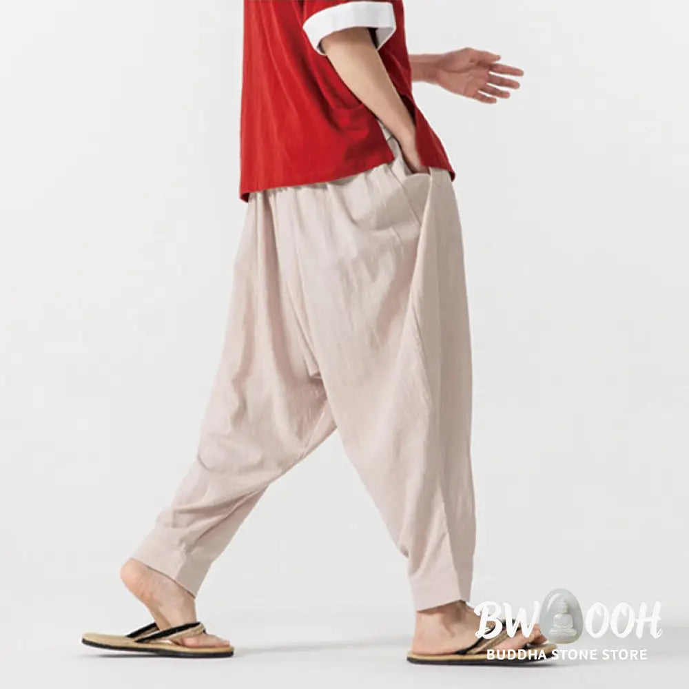Buddha Stones Solid Color Drawstring Men’s Harem Pants With PocketsAnkle-Length (9 Length) - Men’s Harem Pants