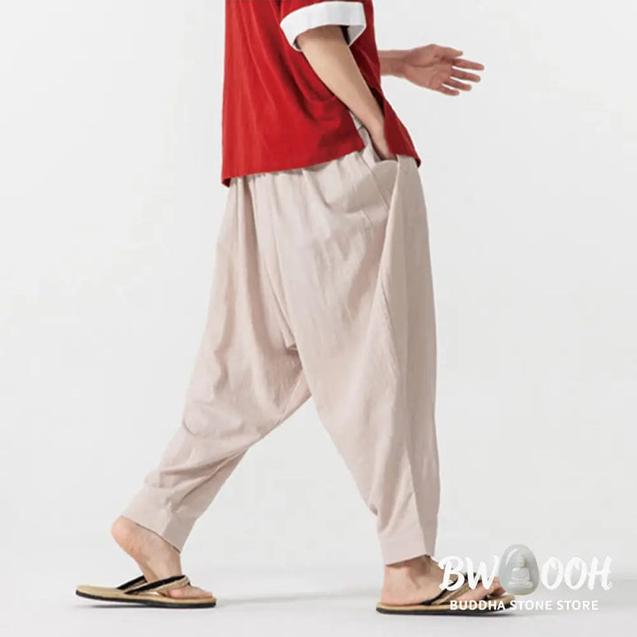 Buddha Stones Solid Color Drawstring Men’s Harem Pants With PocketsAnkle-Length (9 Length) - Men’s Harem Pants