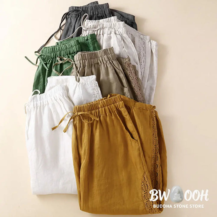 BWOOOH printed harem pants - Solid Color Flower Loose Drawstring Hare