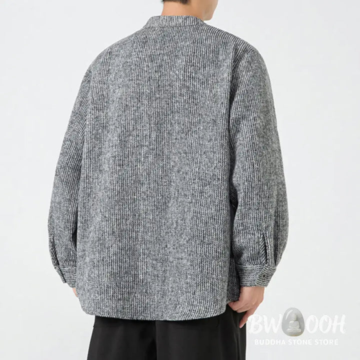 Buddha Stones Solid Color Frog-Button Long Sleeve Men’s Cotton Corduroy Jacket With Pockets - Men’s Jacket