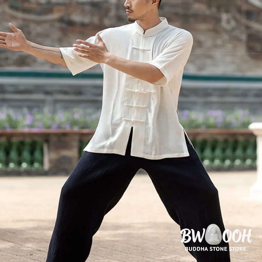 Buddha Stones Solid Color Frog-Button Meditation Prayer Spiritual Zen Tai Chi Qigong Practice Unisex Clothing Set