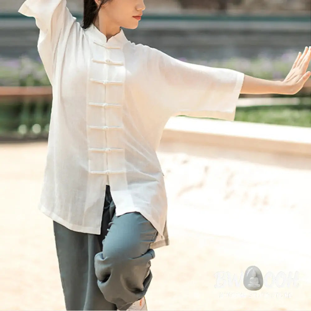 Buddha Stones Solid Color Frog-Button Meditation Prayer Spiritual Zen Tai Chi Qigong Practice Unisex Clothing Set