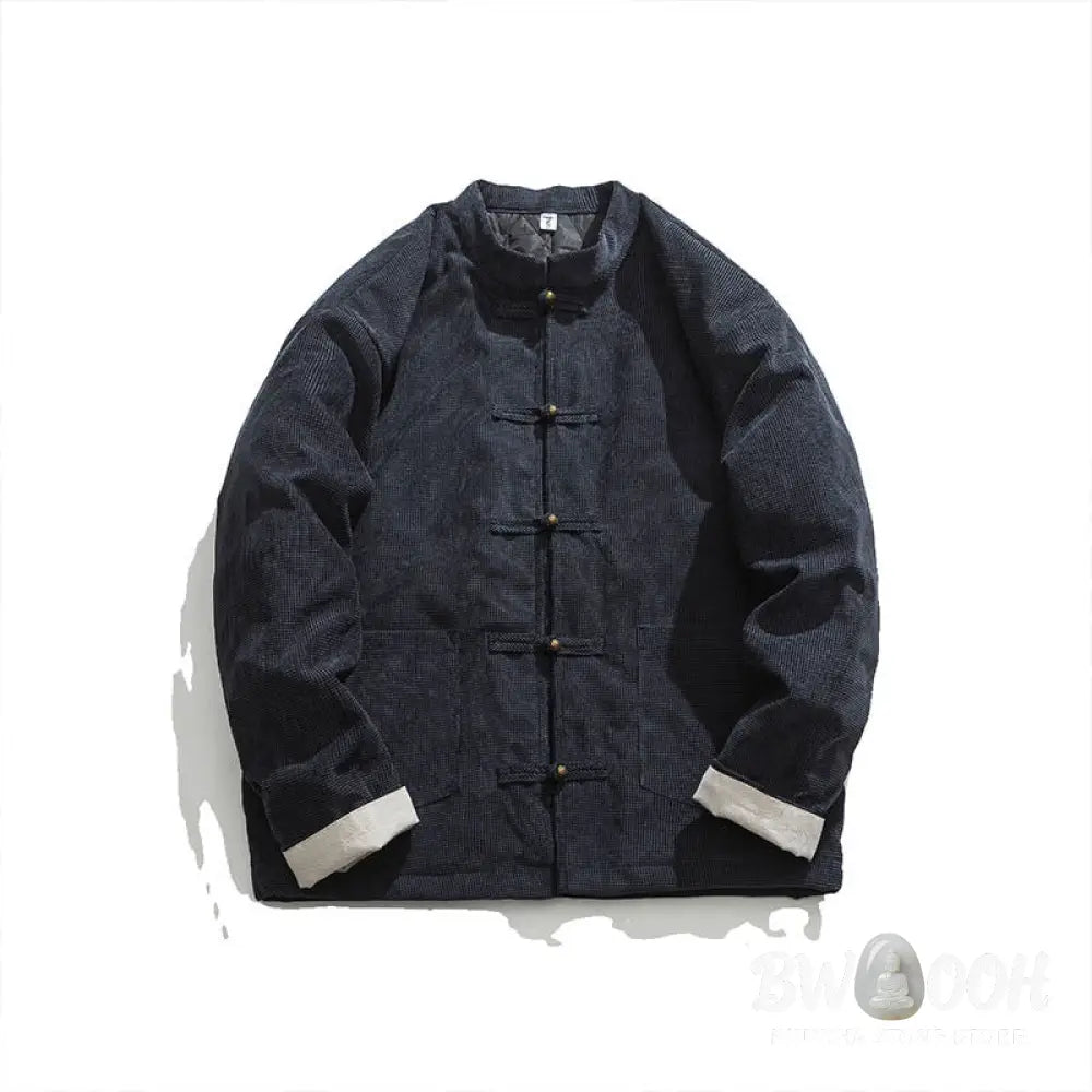 Buddha Stones Solid Color Frog-button Men’s Jacket Shirt Clothing - Men’s Jacket Shirt
