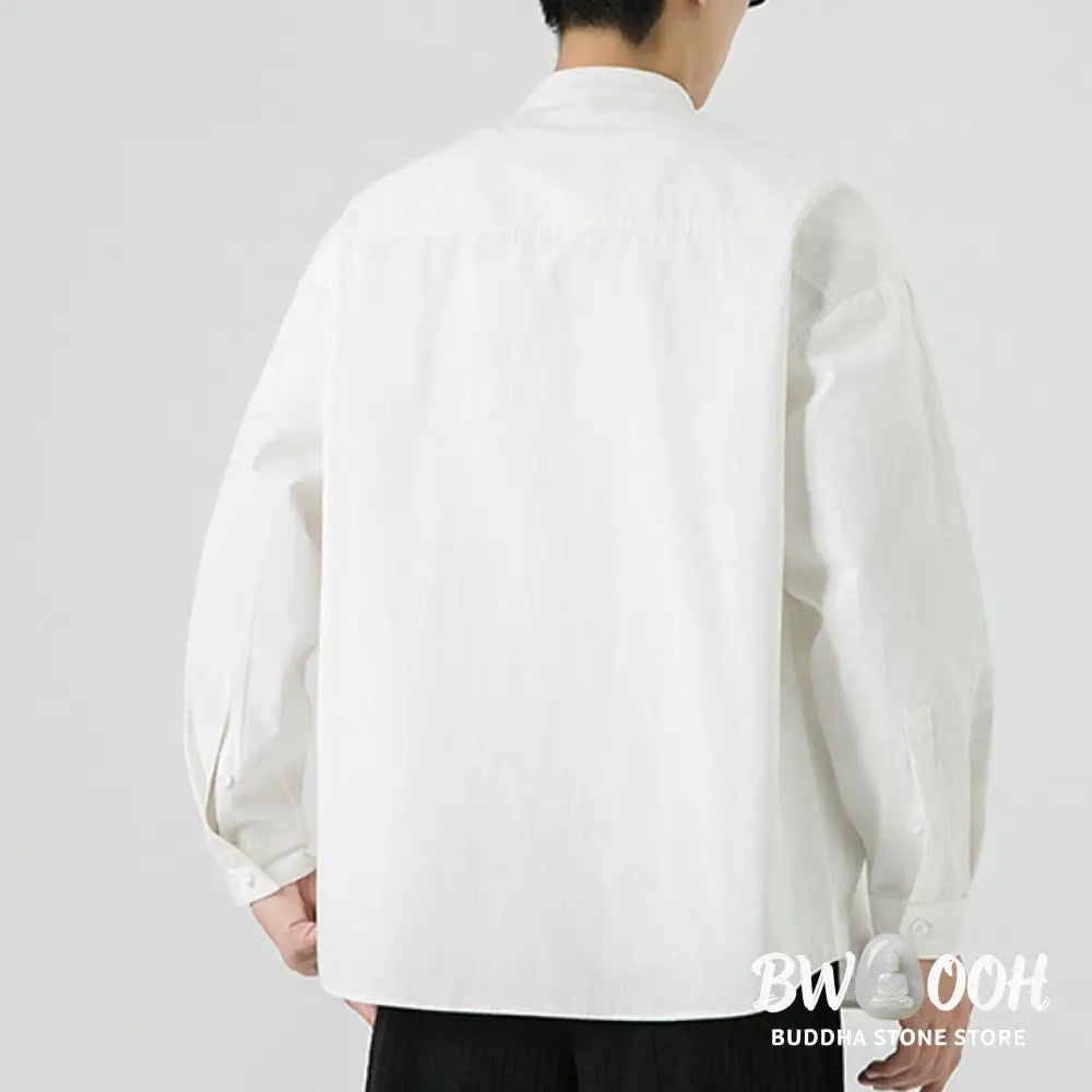 Buddha Stones Solid Color Frog-button Tang Suit Cotton Men’s Jacket Shirt - Men’s Jacket Shirt