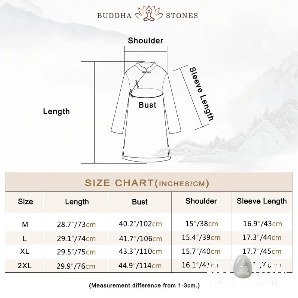 Buddha Stones Solid Color Frog-Button Three Quarter Sleeve Double Layer Cotton Linen Shirt - Women’s Shirts