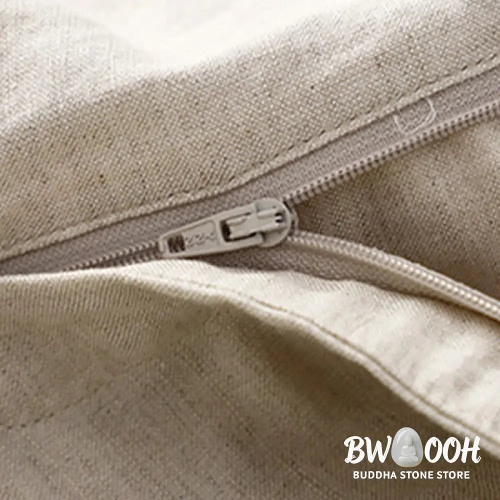 Buddha Stones Solid Color Front Button Back Elastic Cotton Linen Women’s Pants With Pockets - Women’s Pants