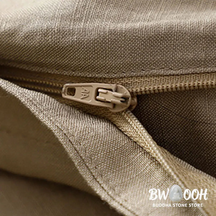 Buddha Stones Solid Color Front Button Back Elastic Cotton Linen Women’s Pants With Pockets - Women’s Pants