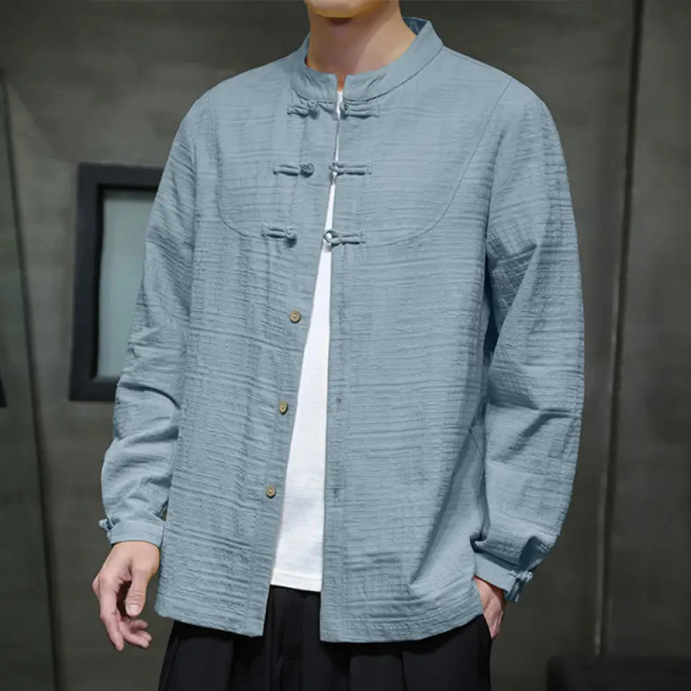 BWOOOH Solid Color Half Frog-button Tang Suit Cotton Line