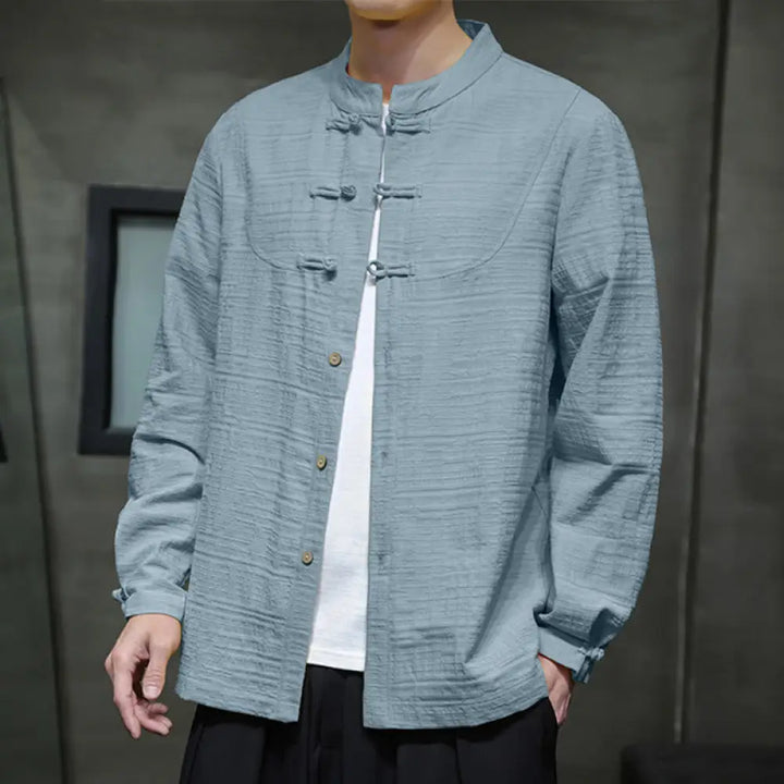 BWOOOH Solid Color Half Frog-button Tang Suit Cotton Line