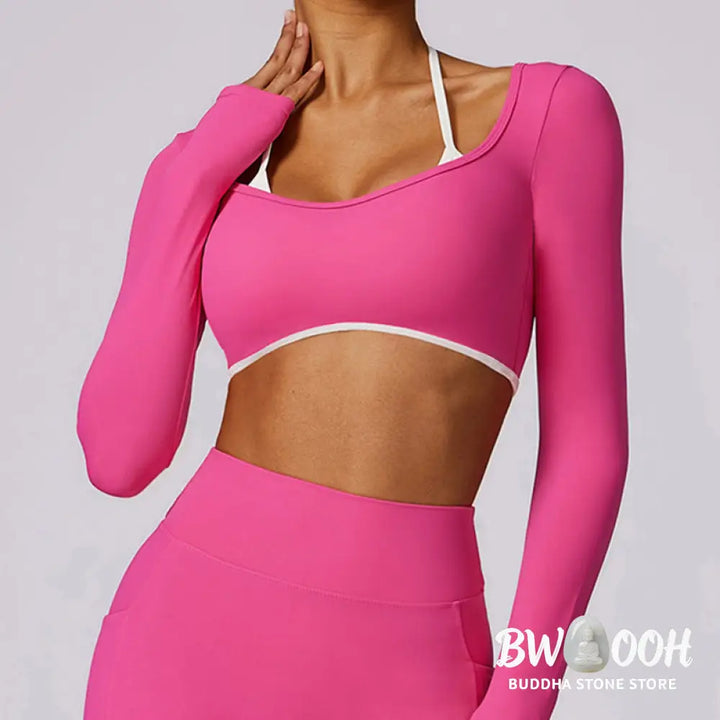 BWOOOH lotus print yoga leggings - Solid Color Halter Neck Bra Long Sleeve 
