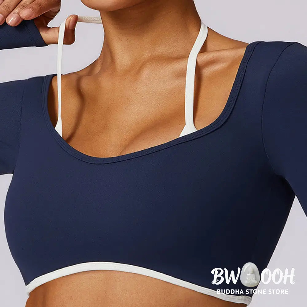 BWOOOH lotus print yoga leggings - Solid Color Halter Neck Bra Long Sleeve 