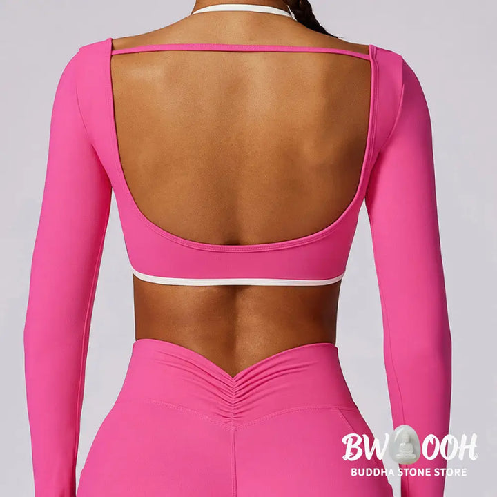 BWOOOH lotus print yoga leggings - Solid Color Halter Neck Bra Long Sleeve 