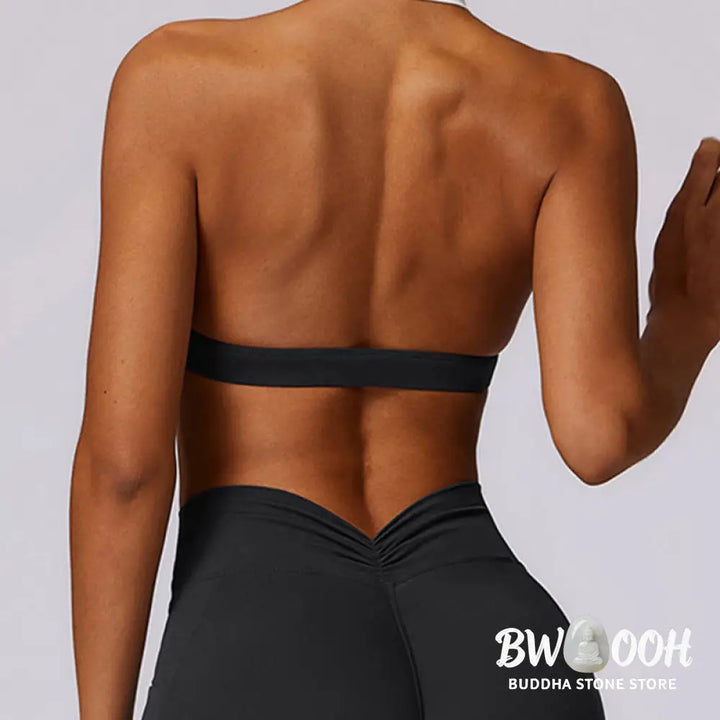 BWOOOH lotus print yoga leggings - Solid Color Halter Neck Bra Long Sleeve 