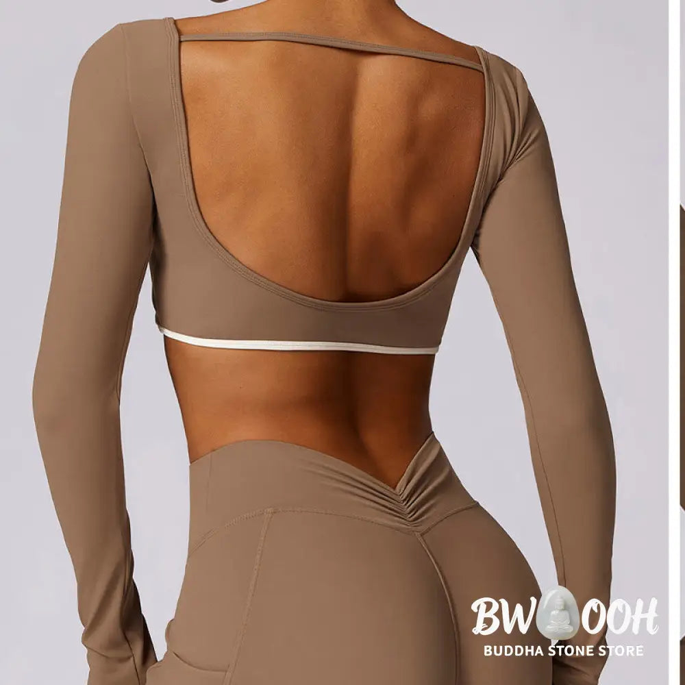 BWOOOH lotus print yoga leggings - Solid Color Halter Neck Bra Long Sleeve 