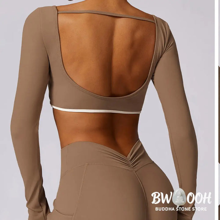 BWOOOH lotus print yoga leggings - Solid Color Halter Neck Bra Long Sleeve 